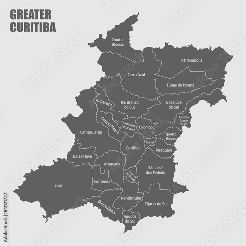 Greater Curitiba administrative map photo