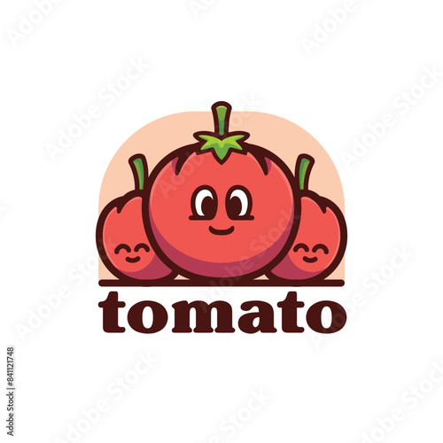 Tomato logo cartoon mascot vector illustration