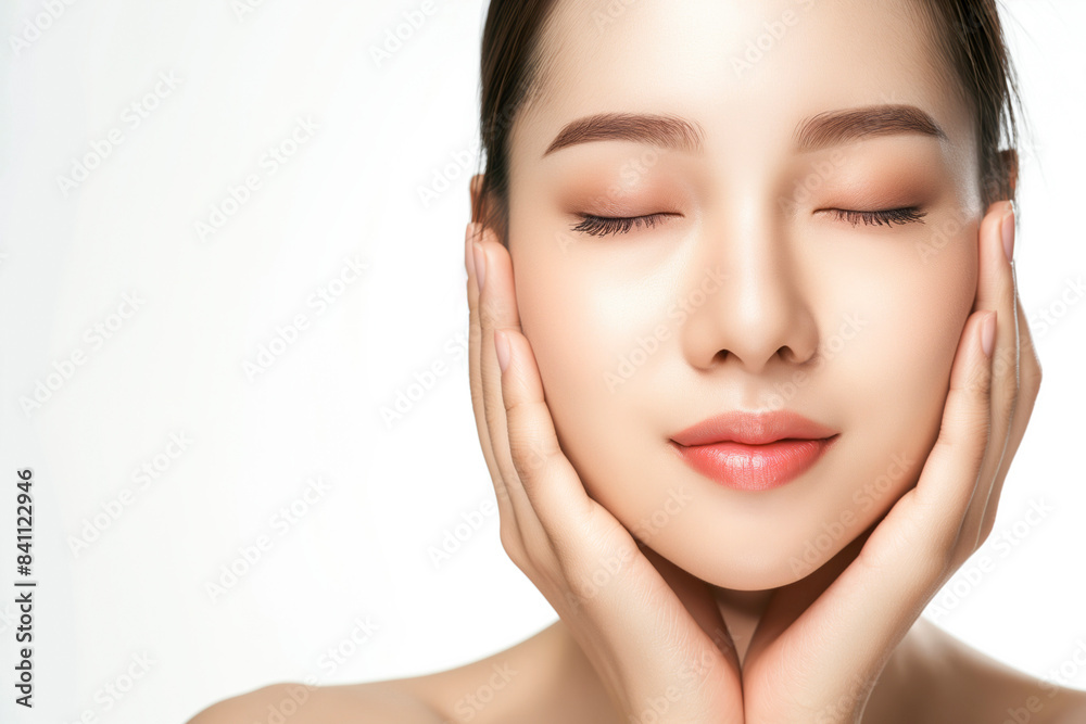 Beauty Spa Asian Woman with clean fresh skin and health wellness isolated on white background. Facial treatment, cosmetology, spa, natural makeup beautiful concept. Beauty Spa Asian Woman with clean fresh skin and health wellness isolated on white background. Facial treatment, cosmetology, spa, natural makeup beautiful concept.