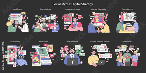 Digital Strategy. Flat Vector Illustration