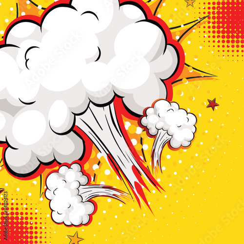 Dynamic explosion in vibrant comic style