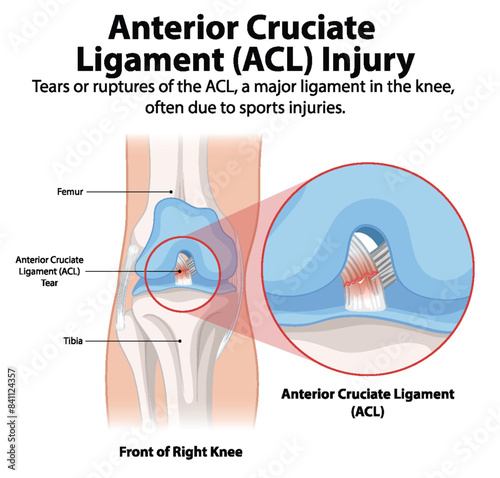 Illustration of ACL tear in the knee