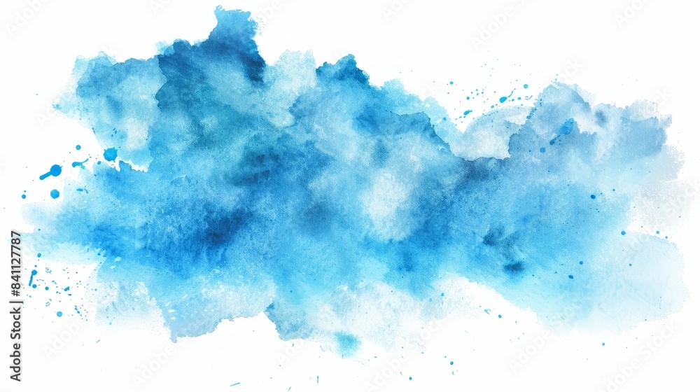 Obraz premium A watercolor painting of blue hues on a white background, copy space