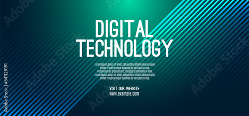 Digital technology banner blue green background concept, cyber technology light effect, abstract tech, innovation future data, internet network, Ai big data, lines dots connection, illustration vector