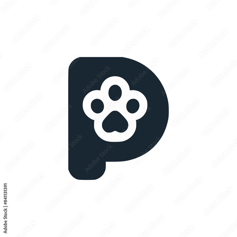 letter P with paw animal logo vector illustration template design letter P with paw animal logo vector illustration template design
