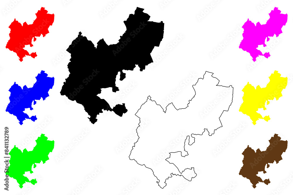 Unitary authority of Central Bedfordshire (United Kingdom of Great Britain and Northern Ireland, ceremonial county Bedfordshire, Beds, England) map vector illustration, scribble sketch map Unitary authority of Central Bedfordshire (United Kingdom of Great Britain and Northern Ireland, ceremonial county Bedfordshire, Beds, England) map vector illustration, scribble sketch map