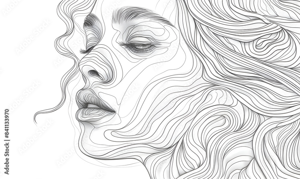 Close-up Human Face Line Drawing | High Quality with Larger Resolution Close-up Human Face Line Drawing | High Quality with Larger Resolution