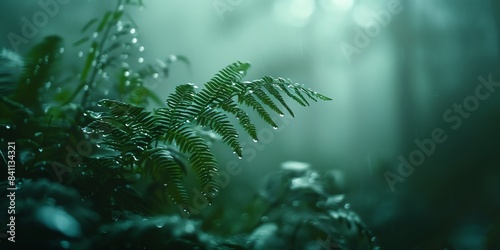 Wallpaper Mural an closeup abstract photo of a fern in the early overcast morning, dew, muted color, low contrast Torontodigital.ca