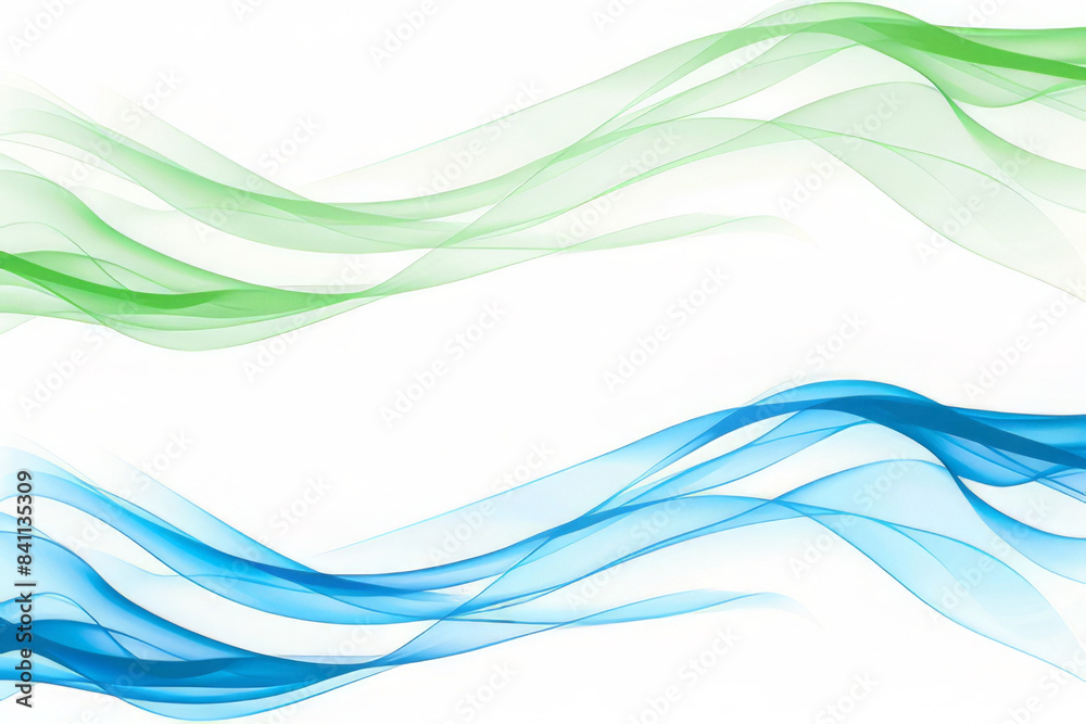Obraz premium Abstract blue and green waves, flowing lines, dynamic, modern design