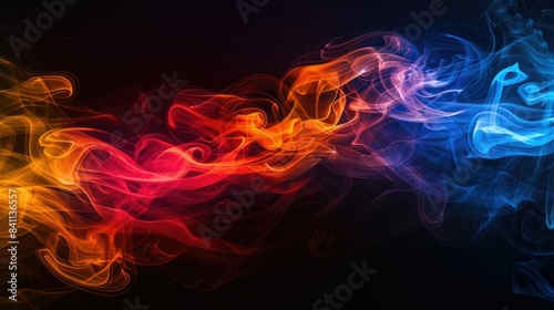 Art photo of colorful smoke moves on black background