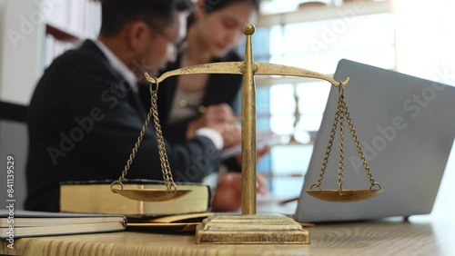 Lawyer business discussing with team about justice law at the lawyer's office