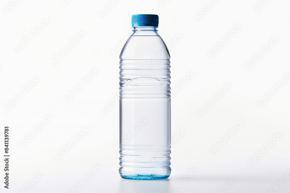 Large bottle of water on white surface with blue cap. Large bottle of water on white surface with blue cap.