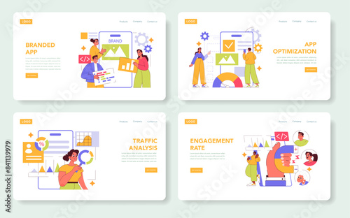 Branded App. Flat Vector Illustration