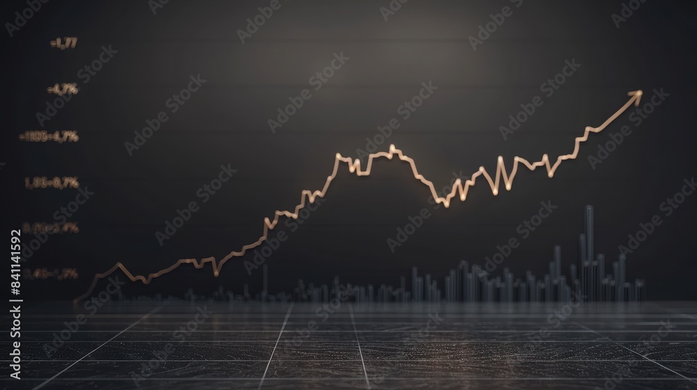 Minimalist crypto chart with a single, bold trend line showing significant growth over time, set against a plain, dark background