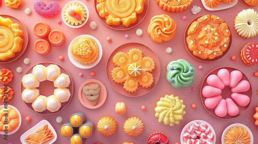 A variety of colorful and delicious Indian sweets and desserts. A variety of colorful and delicious Indian sweets and desserts.