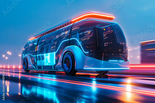 futuristic self-driving electric bus high technology