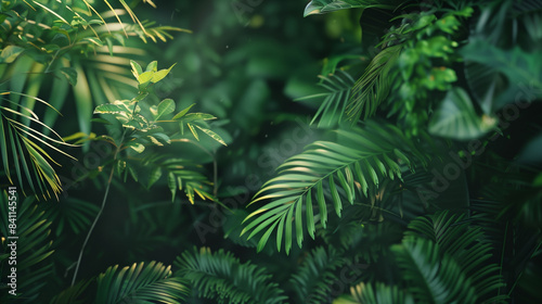 Lush tropical leaves  atmospheric nature background