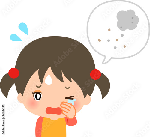 目に砂が入って困っている女の子