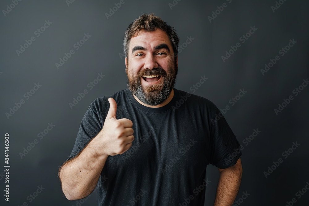 A man with a beard is smiling and giving a thumbs up A man with a beard is smiling and giving a thumbs up