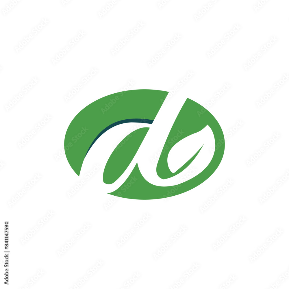 letter D and leaf vector logo with green color letter D and leaf vector logo with green color