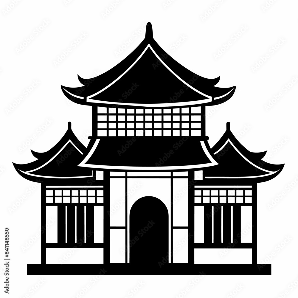 Chinese house black silhouette illustration Chinese house black silhouette illustration