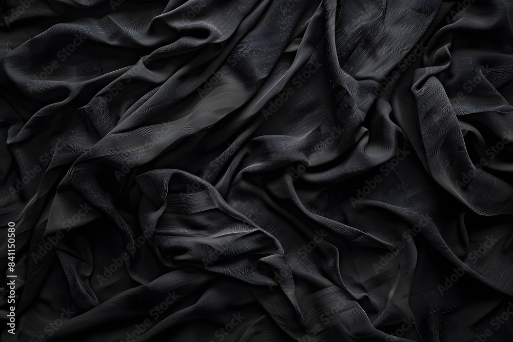 Fototapeta premium Crumpled Black Fabric Texture Background