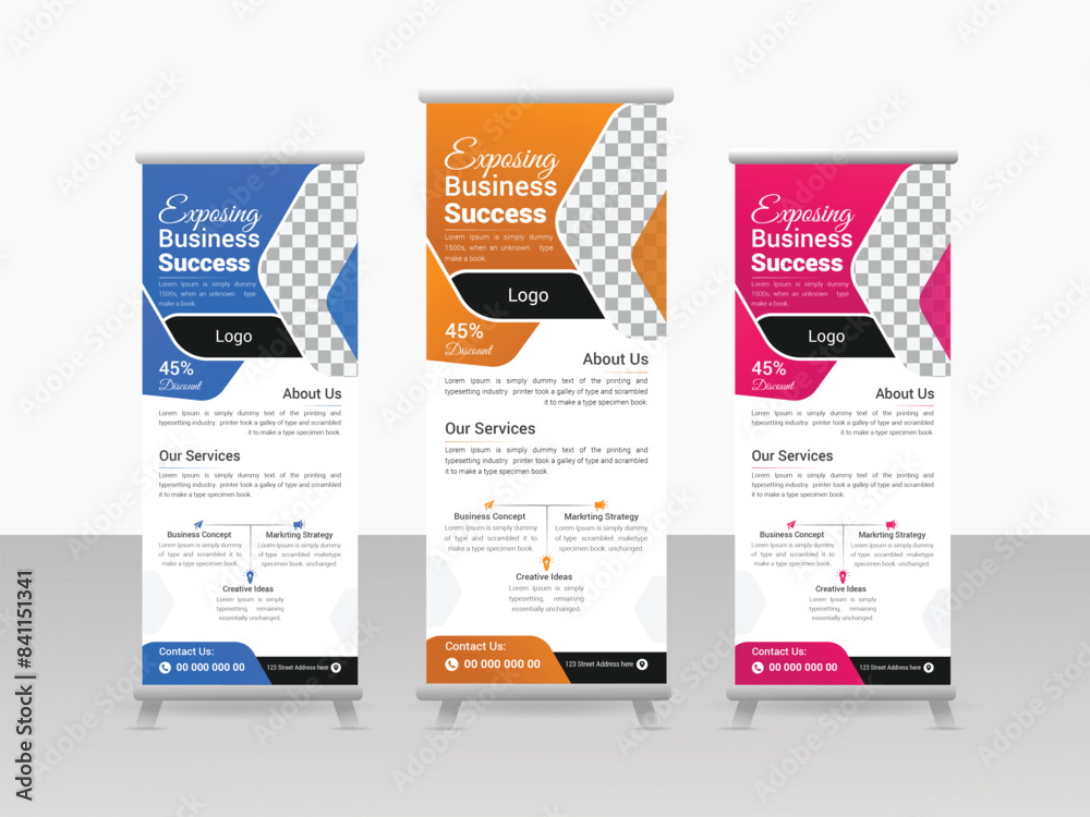 Creative business or corporate roll up banner template design vector Creative business or corporate roll up banner template design vector