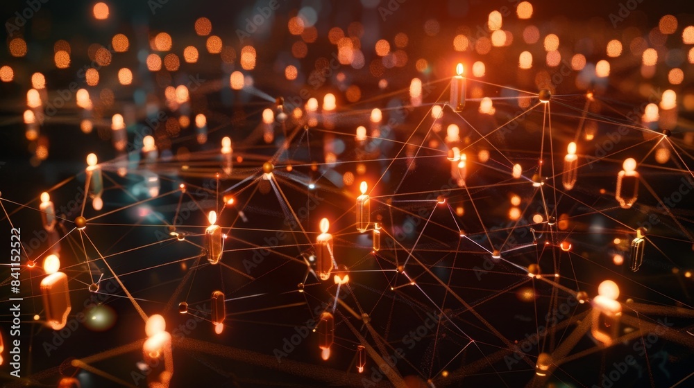 Abstract Network of Glowing Lights, Generative AI Abstract Network of Glowing Lights, Generative AI