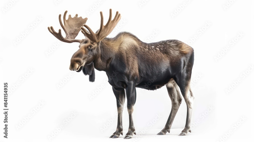 Cervalces latifrons (Broad-Fronted Moose) clearly photo on white background , Cervalces latifrons (Broad-Fronted Moose) clearly photo on white background ,