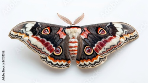 Cecropia Moth clearly photo on white background ,  photo