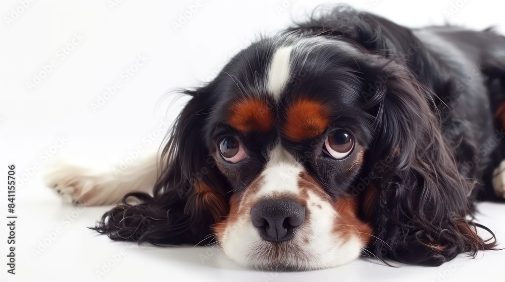 Cavalier King Charles Spaniel clearly photo on white background , Cavalier King Charles Spaniel clearly photo on white background ,