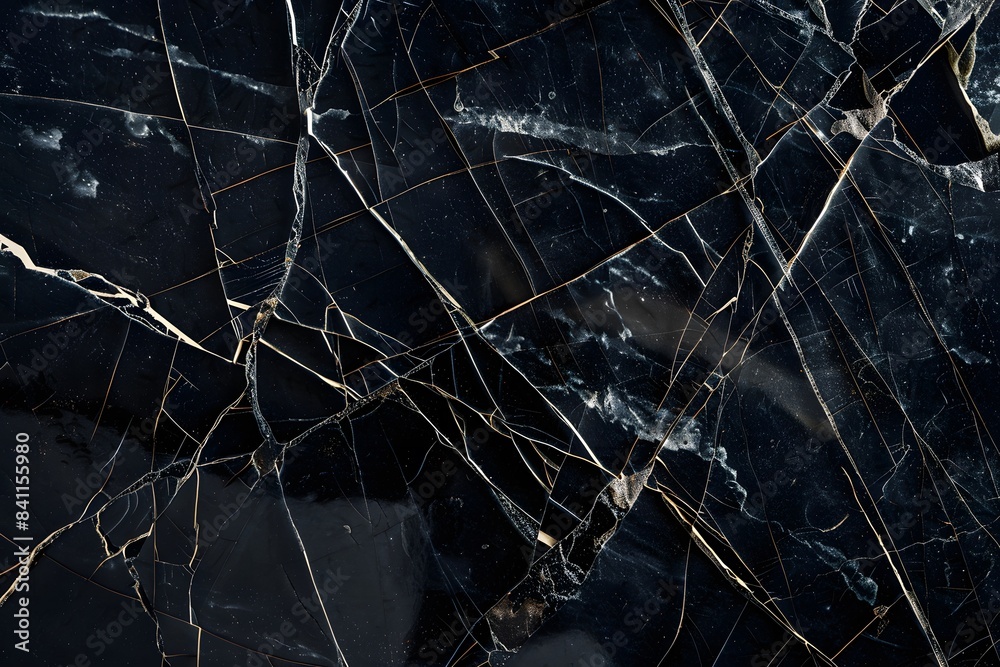3D Broken Black 094 Marble Tile Texture main image 1