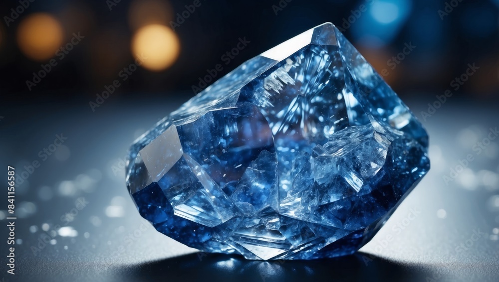 Rare Benitoite Gemstone Captivating Blue Double Exposure Silhouette and Dazzling Facets. Rare Benitoite Gemstone Captivating Blue Double Exposure Silhouette and Dazzling Facets.