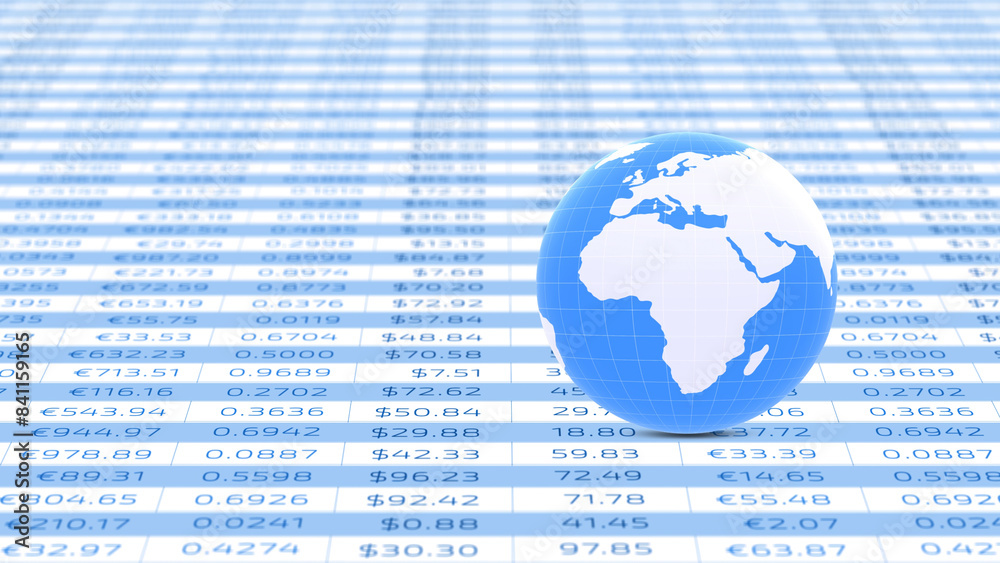 Modern bright blue business data chart with europe map illustration background. Modern bright blue business data chart with europe map illustration background.