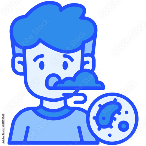 Man with bad breath Blue Color Icon