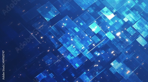 四角の幾何学模様テクスチャー、青14