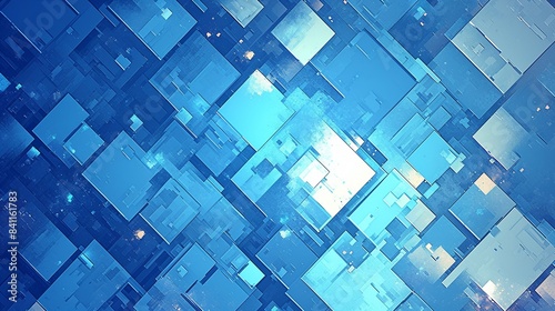 四角の幾何学模様テクスチャー、青13