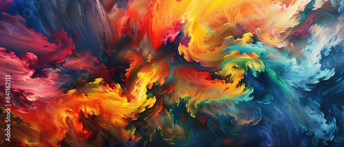 A swirling vortex of vibrant colors emerges from the darkness, each hue more intense and vivid than the last. © khalid