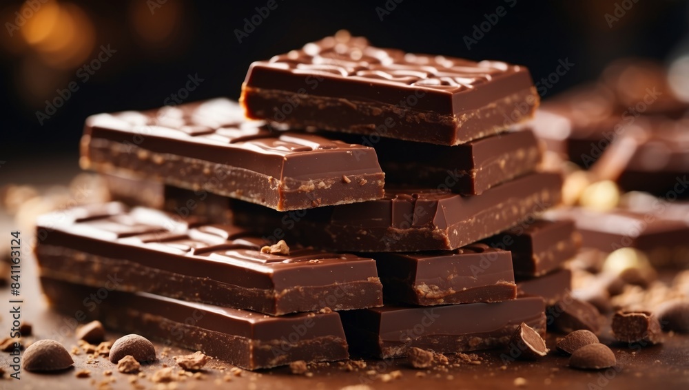 Exotic Gourmet Chocolate Bars Showcased in Natural Bright Light. Exotic Gourmet Chocolate Bars Showcased in Natural Bright Light.