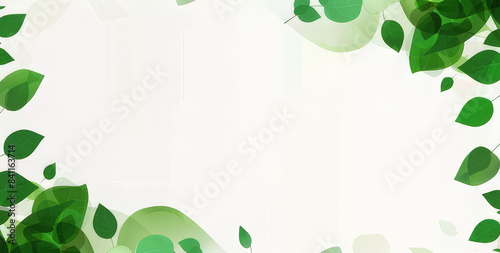 Flowing green shapes with leaves on a light background