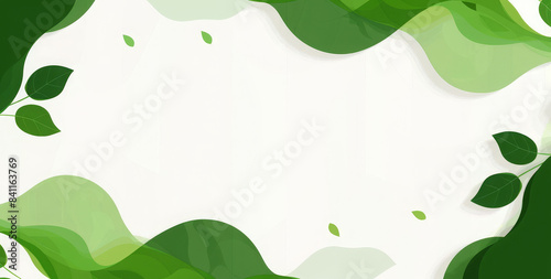 Flowing green shapes with leaves on a light background