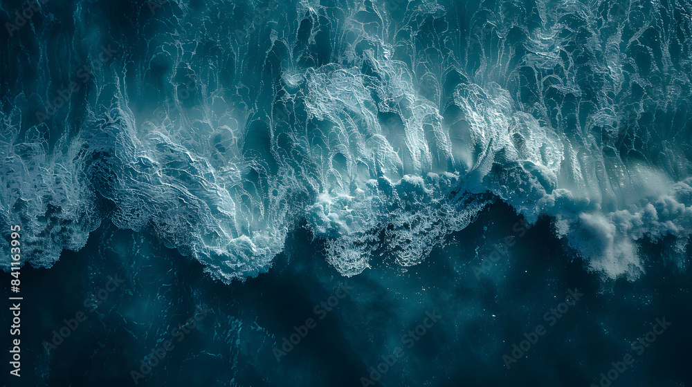 Fototapeta premium Aerial photography ocean swell sea ripple water nature waves detail texture background wallpaper