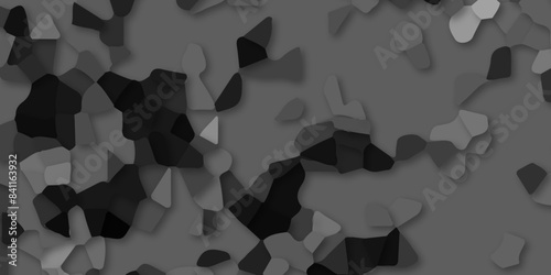 Abstract black and gray broken quartz stained glass background design. geometric glass fragments pieced pattern. seamless broken glass 3d shapes vector illustration.
