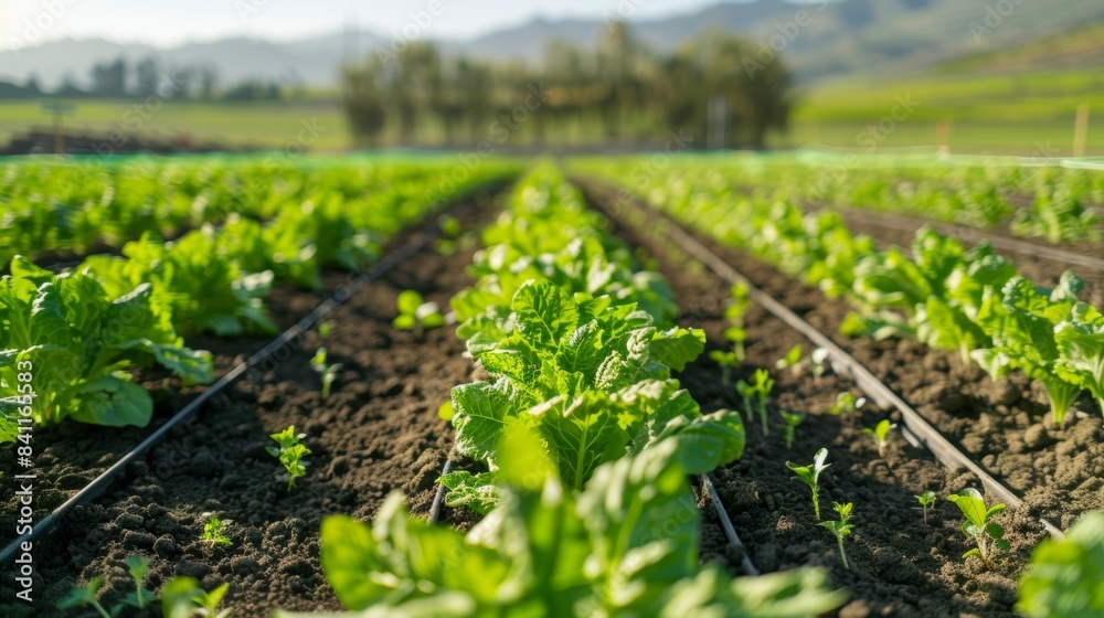 An overview of a hightech farm where AIenhanced soil health monitoring systems work alongside farmers to optimize crop production and sustainability. An overview of a hightech farm where AIenhanced soil health monitoring systems work alongside farmers to optimize crop production and sustainability.