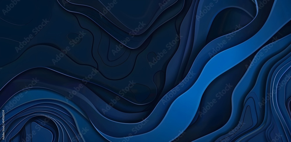 Fototapeta premium Abstract Dark Blue Papercut Background