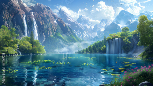 Fototapeta Beautiful 3D Nature and landscape wallpaper