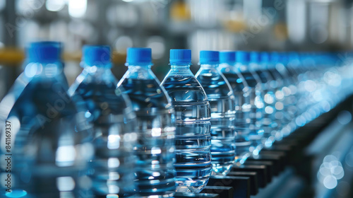 High-Tech Manufacturing Plant Bottling Purified Water in Hygienic Plastic Containers
