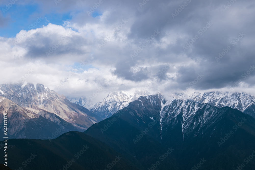 Beautiful snow capped mountain  landscape in Sichuan, China