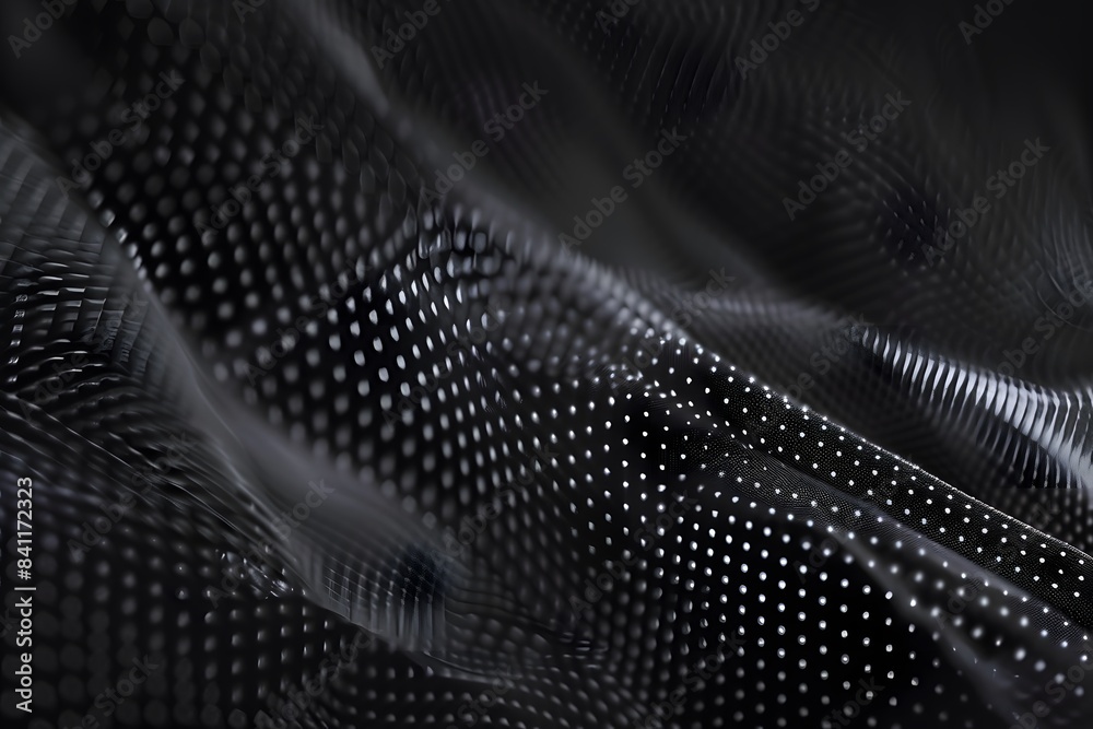 Abstract Dark Grey Mesh Pattern with White Dots