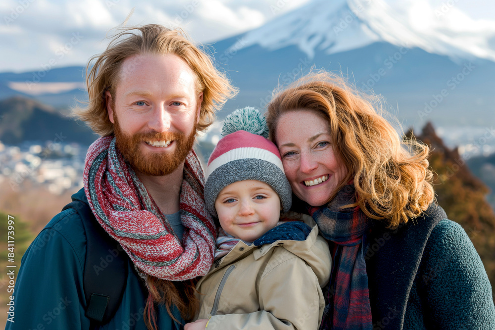 Portrait of an happy caucasian family traveling to Japan Portrait of an happy caucasian family traveling to Japan